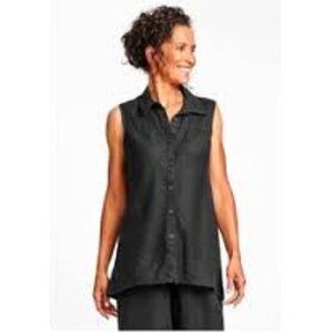 Flax Skyline Linen Collared Sleeveless Top